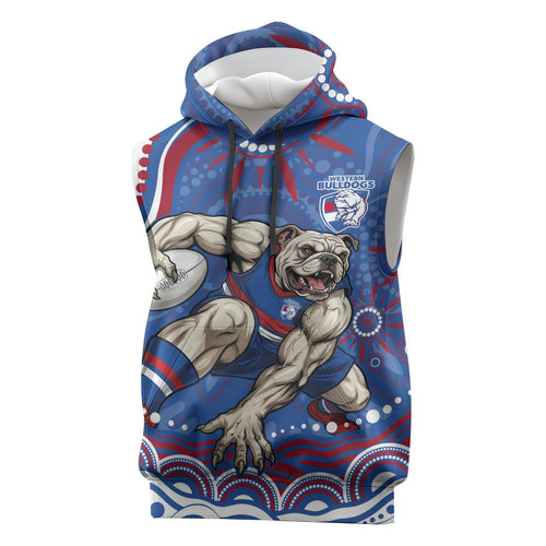 Personalized Western Bulldogs Football Mascot Sleeveless Hoodie Aboriginal Dot Art - Dreamtime Football Mascot