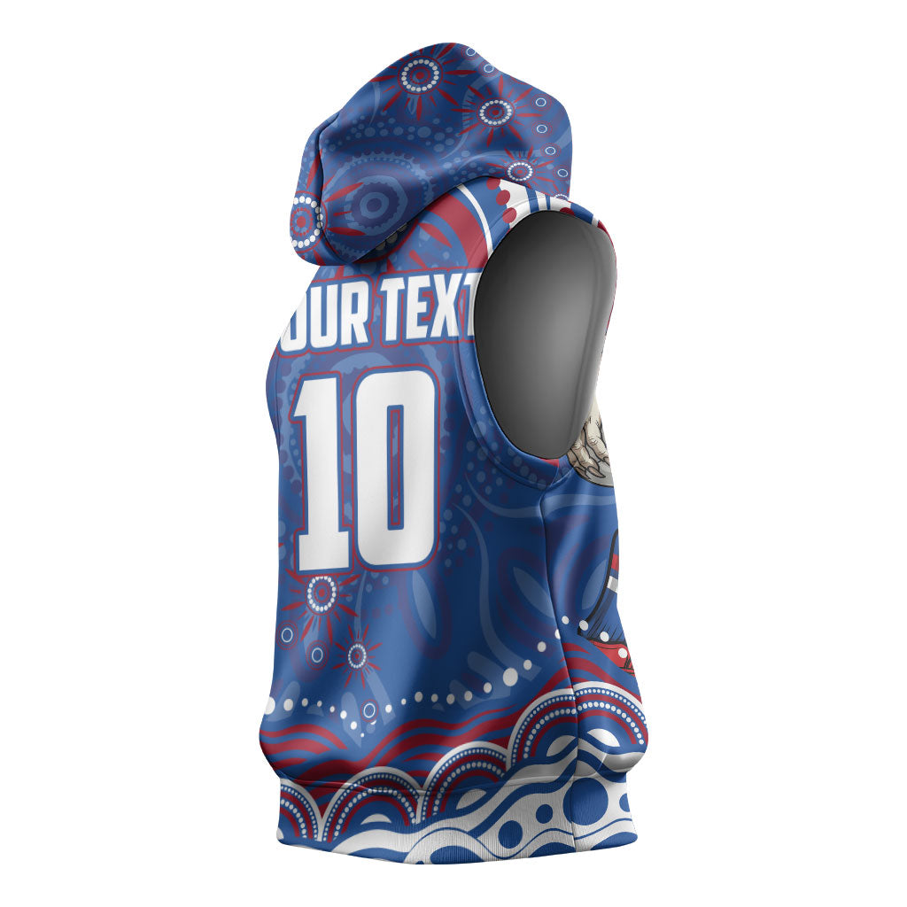 Personalized Western Bulldogs Football Mascot Sleeveless Hoodie Aboriginal Dot Art - Dreamtime Football Mascot