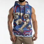 Personalized Western Bulldogs Football Mascot Sleeveless Hoodie Aboriginal Dot Art - Dreamtime Football Mascot