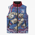 Personalized Western Bulldogs Football Mascot Sleeveless Puffer Jacket Aboriginal Dot Art - Dreamtime Football Mascot