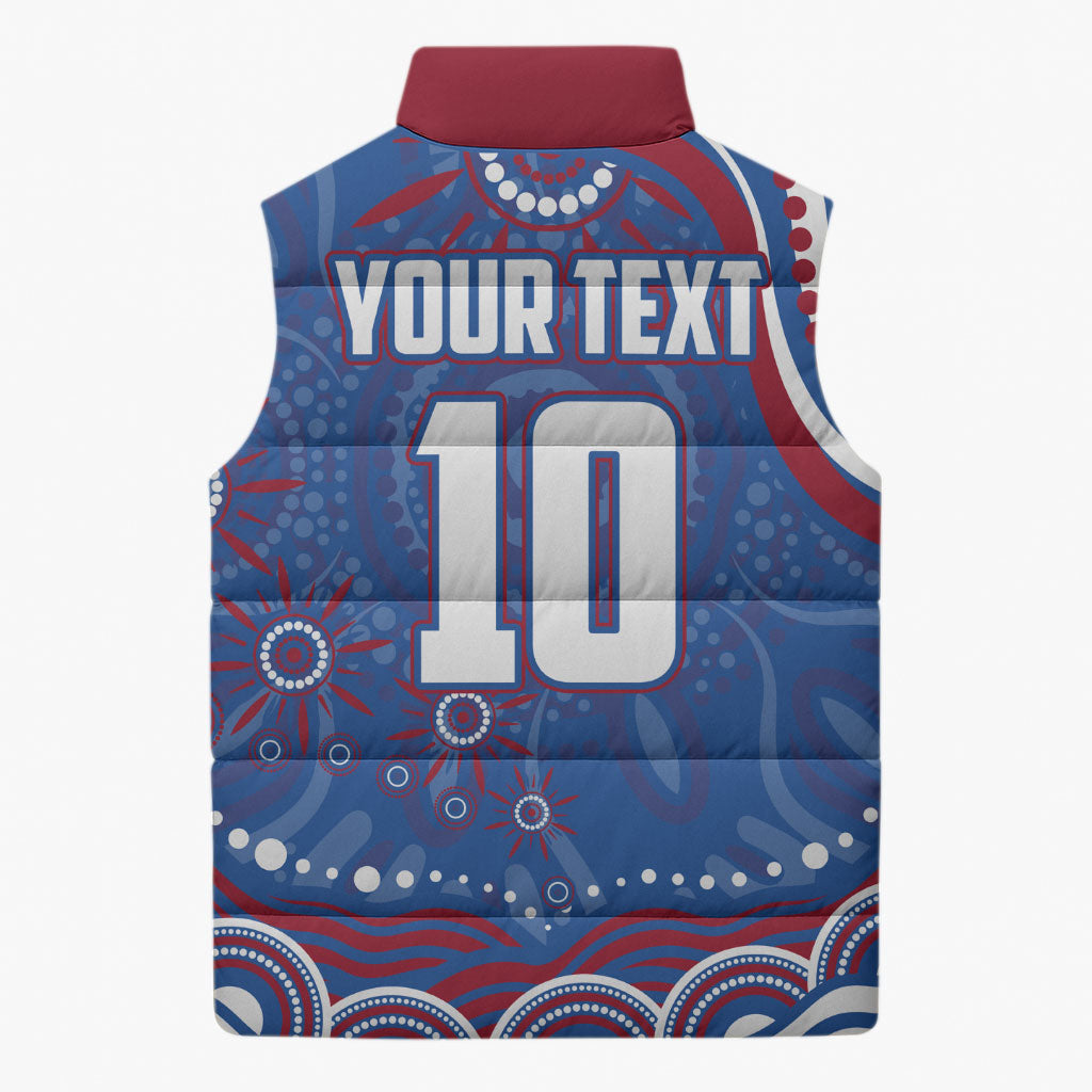 Personalized Western Bulldogs Football Mascot Sleeveless Puffer Jacket Aboriginal Dot Art - Dreamtime Football Mascot