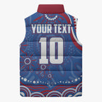 Personalized Western Bulldogs Football Mascot Sleeveless Puffer Jacket Aboriginal Dot Art - Dreamtime Football Mascot