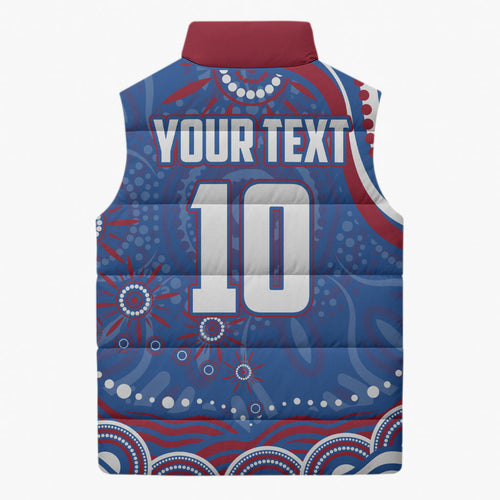 Personalized Western Bulldogs Football Mascot Sleeveless Puffer Jacket Aboriginal Dot Art - Dreamtime Football Mascot
