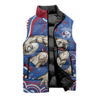 Personalized Western Bulldogs Football Mascot Sleeveless Puffer Jacket Aboriginal Dot Art - Dreamtime Football Mascot