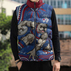 Personalized Western Bulldogs Football Mascot Sleeveless Puffer Jacket Aboriginal Dot Art - Dreamtime Football Mascot