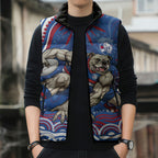 Personalized Western Bulldogs Football Mascot Sleeveless Puffer Jacket Aboriginal Dot Art - Dreamtime Football Mascot