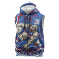 Personalized Western Bulldogs Football Mascot Sleeveless Zip Hoodie Aboriginal Dot Art - Dreamtime Football Mascot
