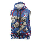 Personalized Western Bulldogs Football Mascot Sleeveless Zip Hoodie Aboriginal Dot Art - Dreamtime Football Mascot