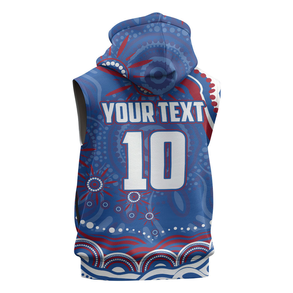 Personalized Western Bulldogs Football Mascot Sleeveless Zip Hoodie Aboriginal Dot Art - Dreamtime Football Mascot