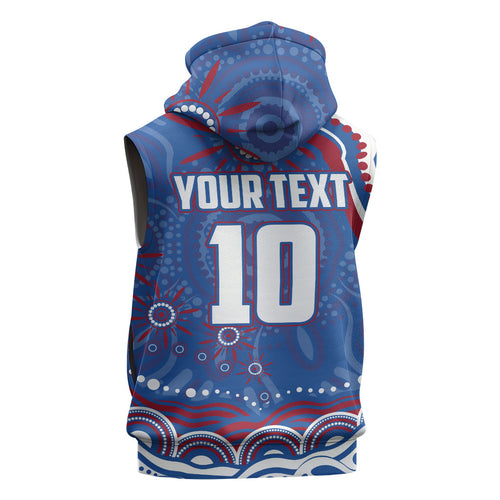 Personalized Western Bulldogs Football Mascot Sleeveless Zip Hoodie Aboriginal Dot Art - Dreamtime Football Mascot
