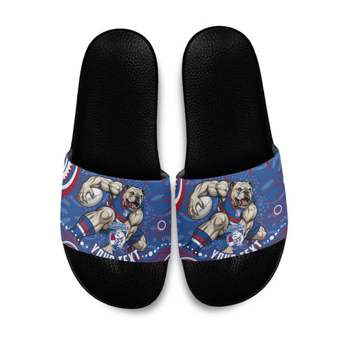 Personalized Western Bulldogs Football Mascot Slide Sandals Aboriginal Dot Art - Dreamtime Football Mascot