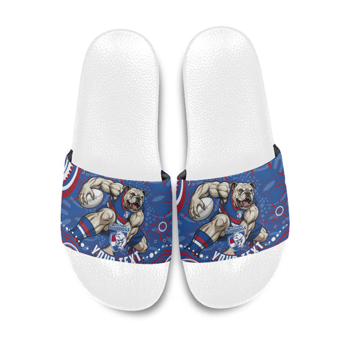 Personalized Western Bulldogs Football Mascot Slide Sandals Aboriginal Dot Art - Dreamtime Football Mascot