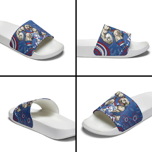 Personalized Western Bulldogs Football Mascot Slide Sandals Aboriginal Dot Art - Dreamtime Football Mascot