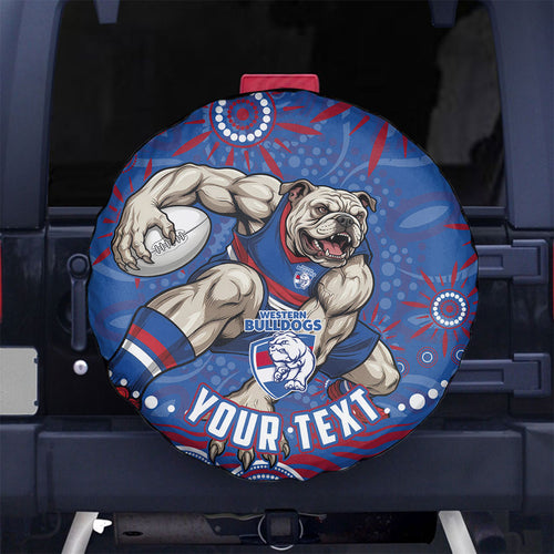 Personalized Western Bulldogs Football Mascot Spare Tire Cover Aboriginal Dot Art - Dreamtime Football Mascot