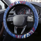 Western Bulldogs Football Mascot Steering Wheel Cover Aboriginal Dot Art - Dreamtime Football Mascot