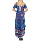 Personalized Western Bulldogs Football Mascot Summer Maxi Dress Aboriginal Dot Art - Dreamtime Football Mascot
