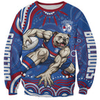 Personalized Western Bulldogs Football Mascot Sweatshirt Aboriginal Dot Art - Dreamtime Football Mascot