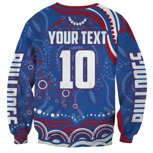 Personalized Western Bulldogs Football Mascot Sweatshirt Aboriginal Dot Art - Dreamtime Football Mascot