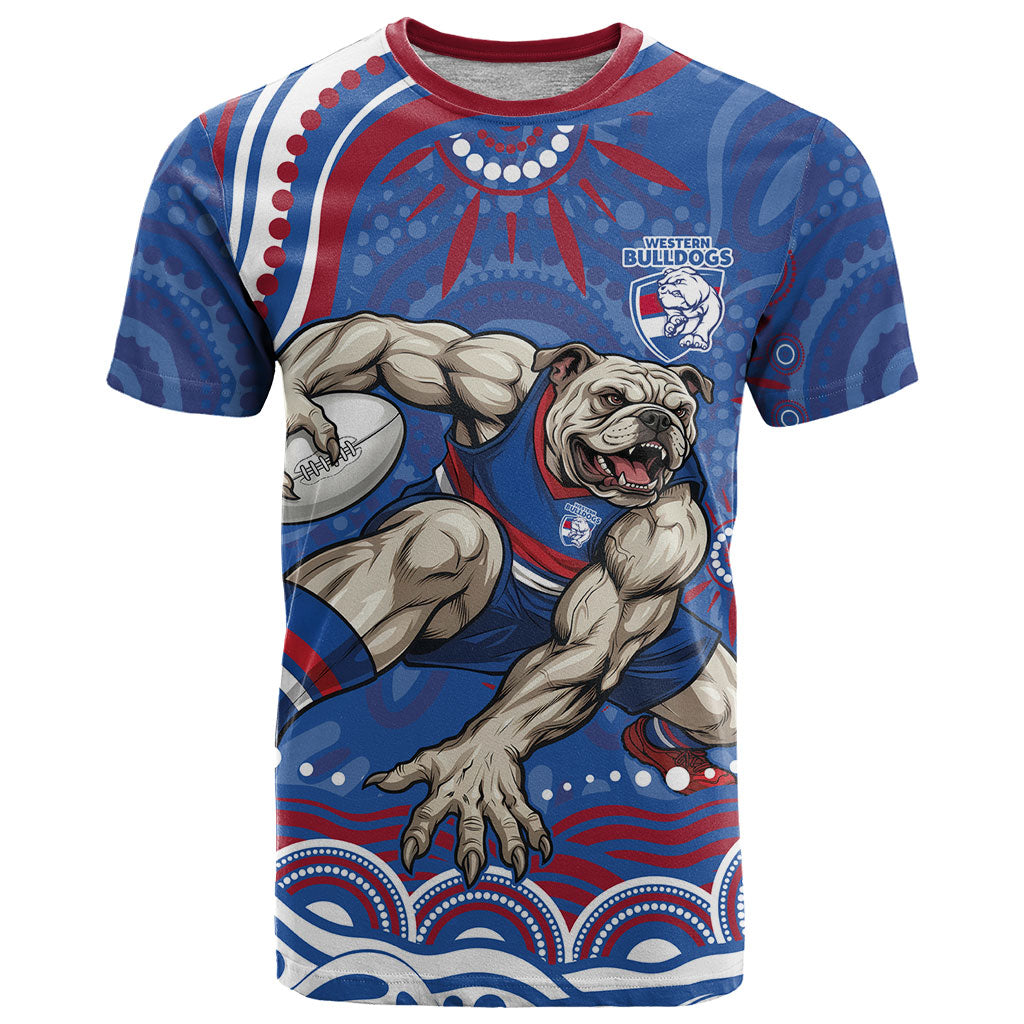 Personalized Western Bulldogs Football Mascot T Shirt Aboriginal Dot Art - Dreamtime Football Mascot