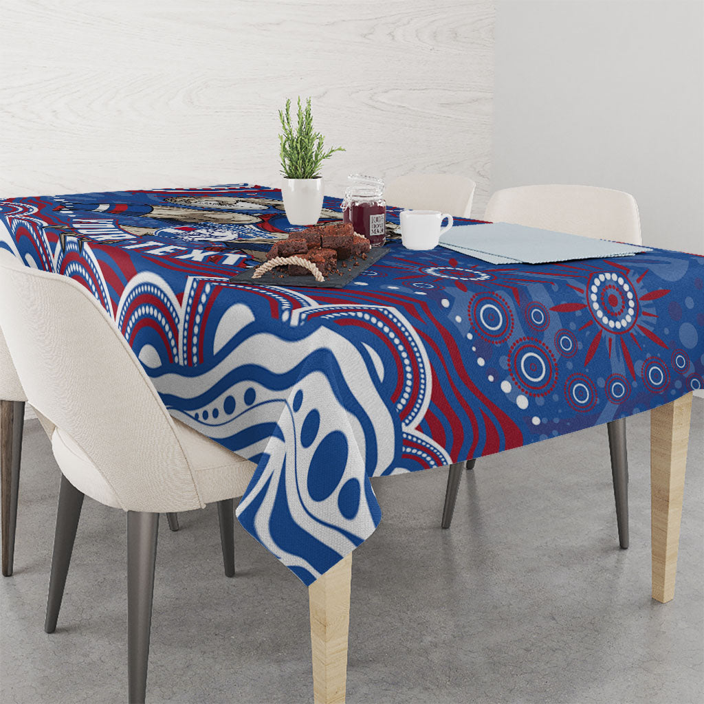 Personalized Western Bulldogs Football Mascot Tablecloth Aboriginal Dot Art - Dreamtime Football Mascot