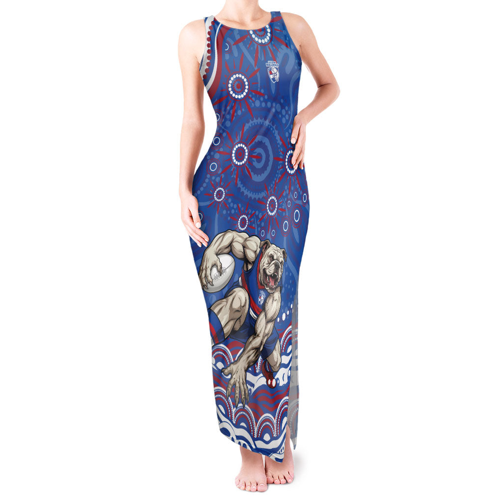 Personalized Western Bulldogs Football Mascot Tank Maxi Dress Aboriginal Dot Art - Dreamtime Football Mascot