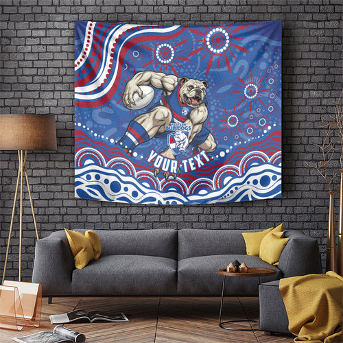 Personalized Western Bulldogs Football Mascot Tapestry Aboriginal Dot Art - Dreamtime Football Mascot