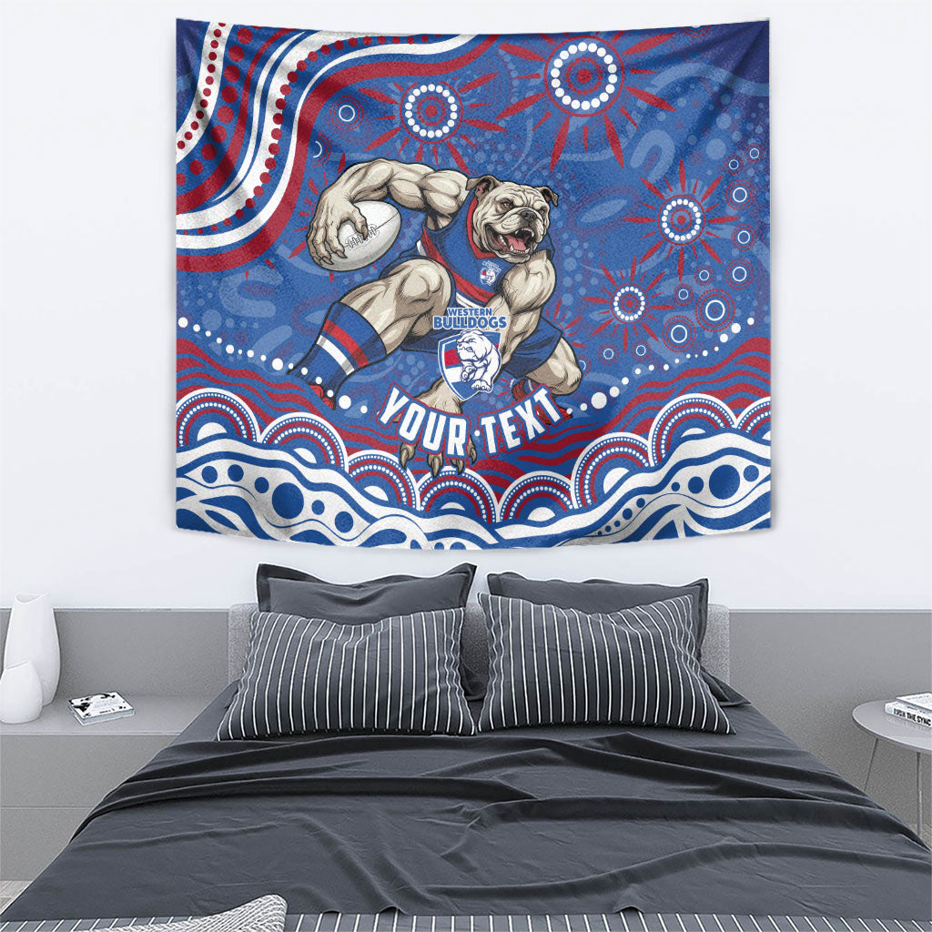 Personalized Western Bulldogs Football Mascot Tapestry Aboriginal Dot Art - Dreamtime Football Mascot