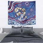 Personalized Western Bulldogs Football Mascot Tapestry Aboriginal Dot Art - Dreamtime Football Mascot