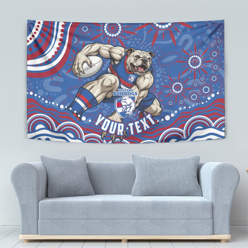 Personalized Western Bulldogs Football Mascot Tapestry Aboriginal Dot Art - Dreamtime Football Mascot