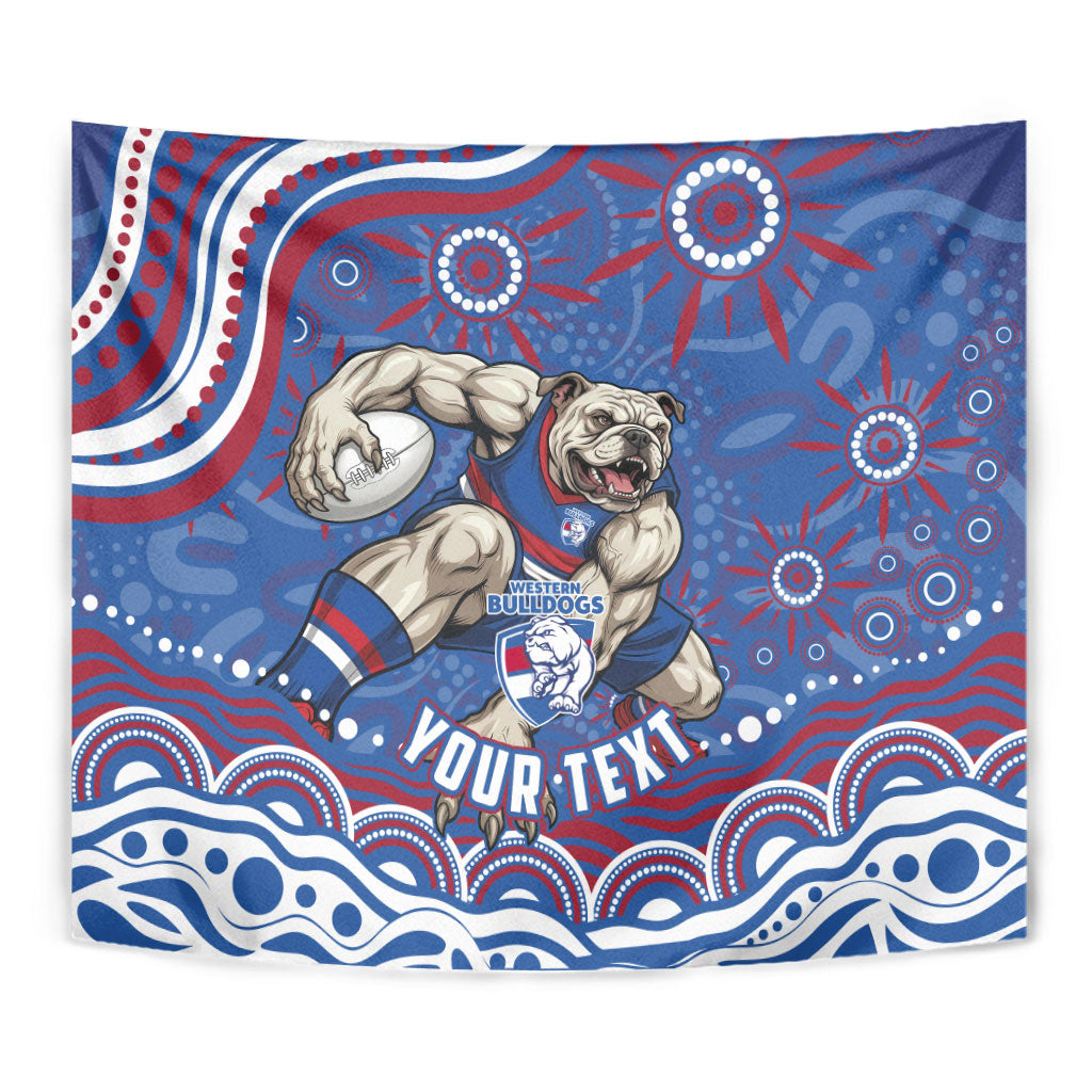 Personalized Western Bulldogs Football Mascot Tapestry Aboriginal Dot Art - Dreamtime Football Mascot