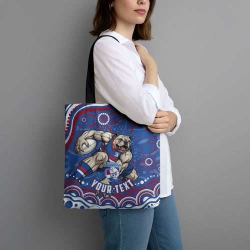 Personalized Western Bulldogs Football Mascot Tote Bag Aboriginal Dot Art - Dreamtime Football Mascot