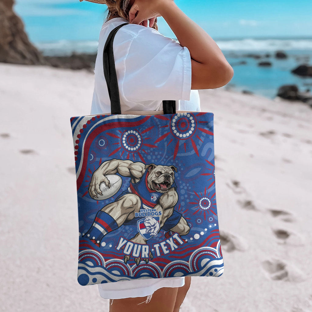Personalized Western Bulldogs Football Mascot Tote Bag Aboriginal Dot Art - Dreamtime Football Mascot