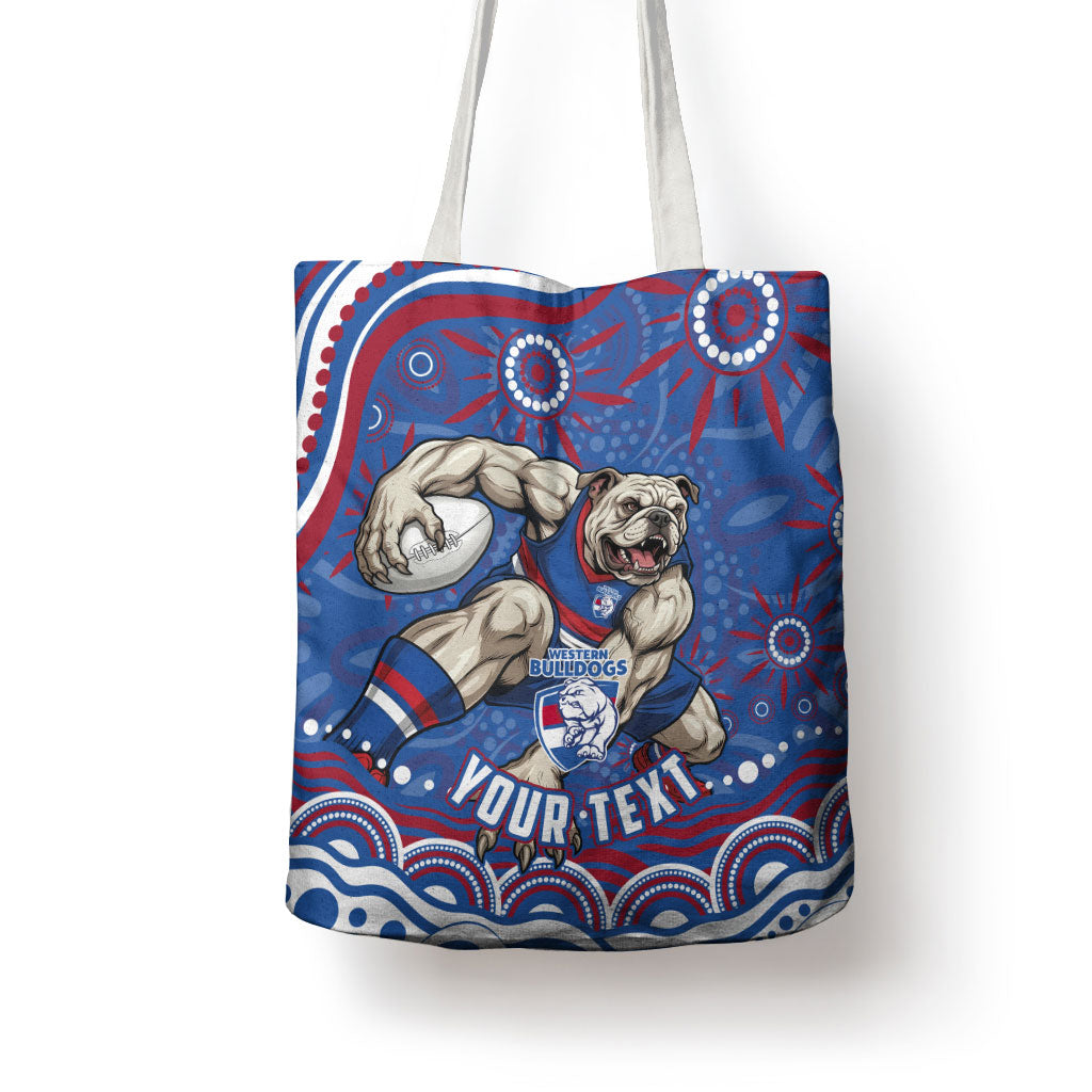 Personalized Western Bulldogs Football Mascot Tote Bag Aboriginal Dot Art - Dreamtime Football Mascot
