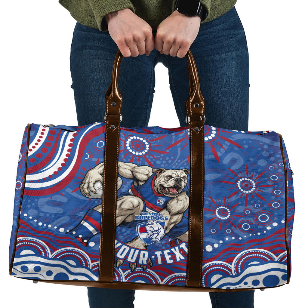 Personalized Western Bulldogs Football Mascot Travel Bag Aboriginal Dot Art - Dreamtime Football Mascot