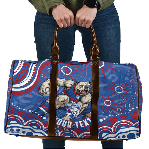 Personalized Western Bulldogs Football Mascot Travel Bag Aboriginal Dot Art - Dreamtime Football Mascot