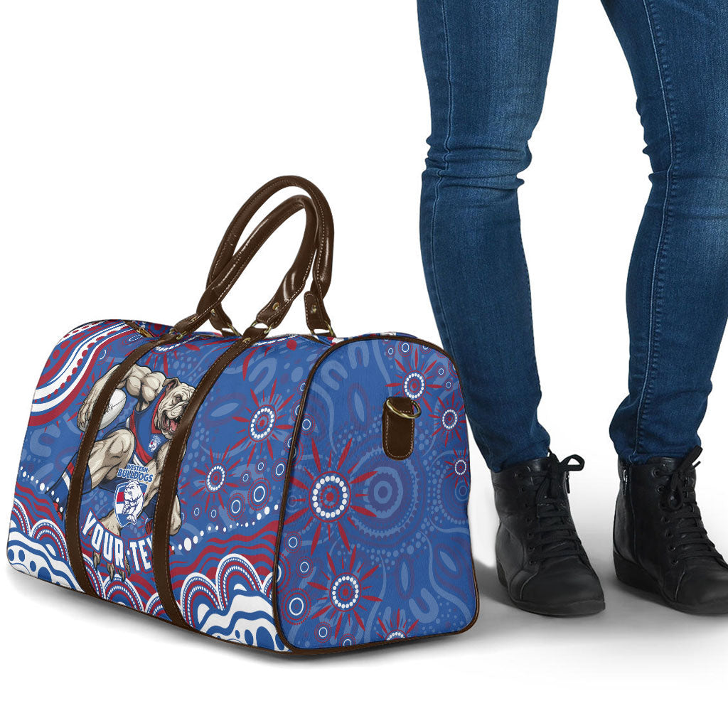 Personalized Western Bulldogs Football Mascot Travel Bag Aboriginal Dot Art - Dreamtime Football Mascot
