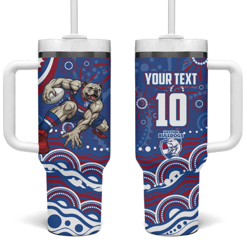 Personalized Western Bulldogs Football Mascot Tumbler With Handle Aboriginal Dot Art - Dreamtime Football Mascot