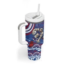 Personalized Western Bulldogs Football Mascot Tumbler With Handle Aboriginal Dot Art - Dreamtime Football Mascot