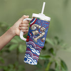 Personalized Western Bulldogs Football Mascot Tumbler With Handle Aboriginal Dot Art - Dreamtime Football Mascot