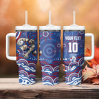 Personalized Western Bulldogs Football Mascot Tumbler With Handle Aboriginal Dot Art - Dreamtime Football Mascot