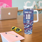 Personalized Western Bulldogs Football Mascot Tumbler With Handle Aboriginal Dot Art - Dreamtime Football Mascot