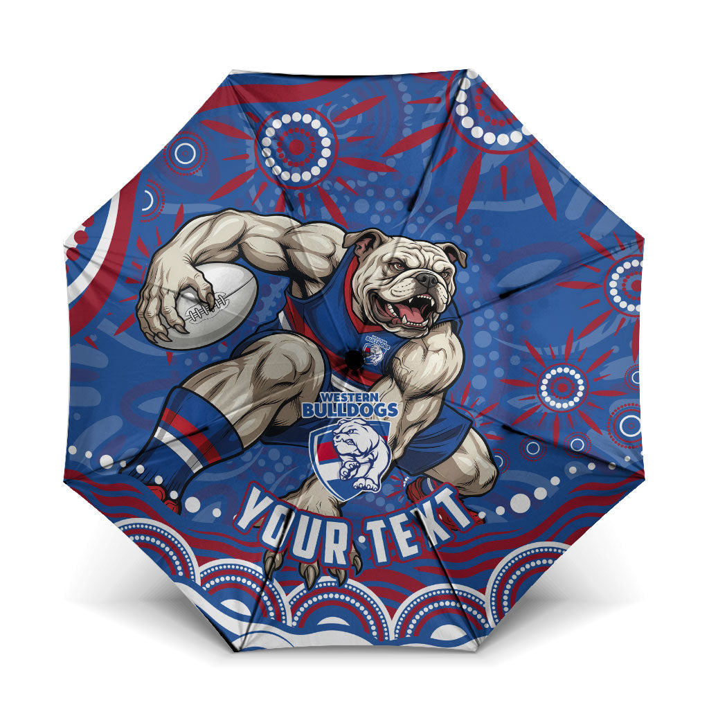 Personalized Western Bulldogs Football Mascot Umbrella Aboriginal Dot Art - Dreamtime Football Mascot
