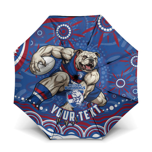 Personalized Western Bulldogs Football Mascot Umbrella Aboriginal Dot Art - Dreamtime Football Mascot