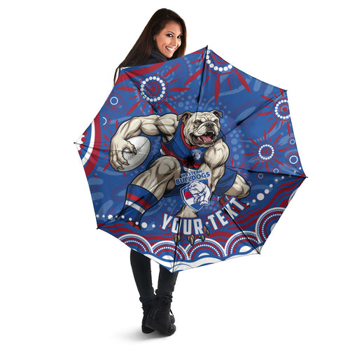 Personalized Western Bulldogs Football Mascot Umbrella Aboriginal Dot Art - Dreamtime Football Mascot