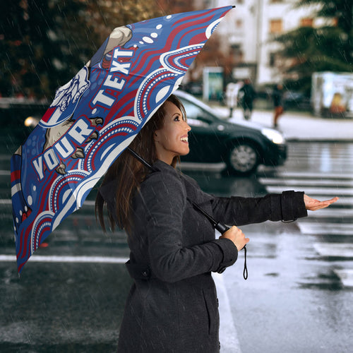 Personalized Western Bulldogs Football Mascot Umbrella Aboriginal Dot Art - Dreamtime Football Mascot