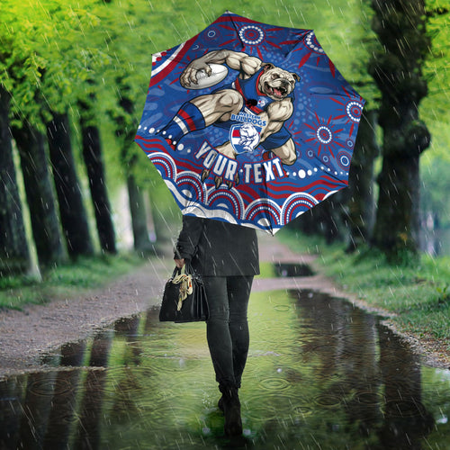 Personalized Western Bulldogs Football Mascot Umbrella Aboriginal Dot Art - Dreamtime Football Mascot
