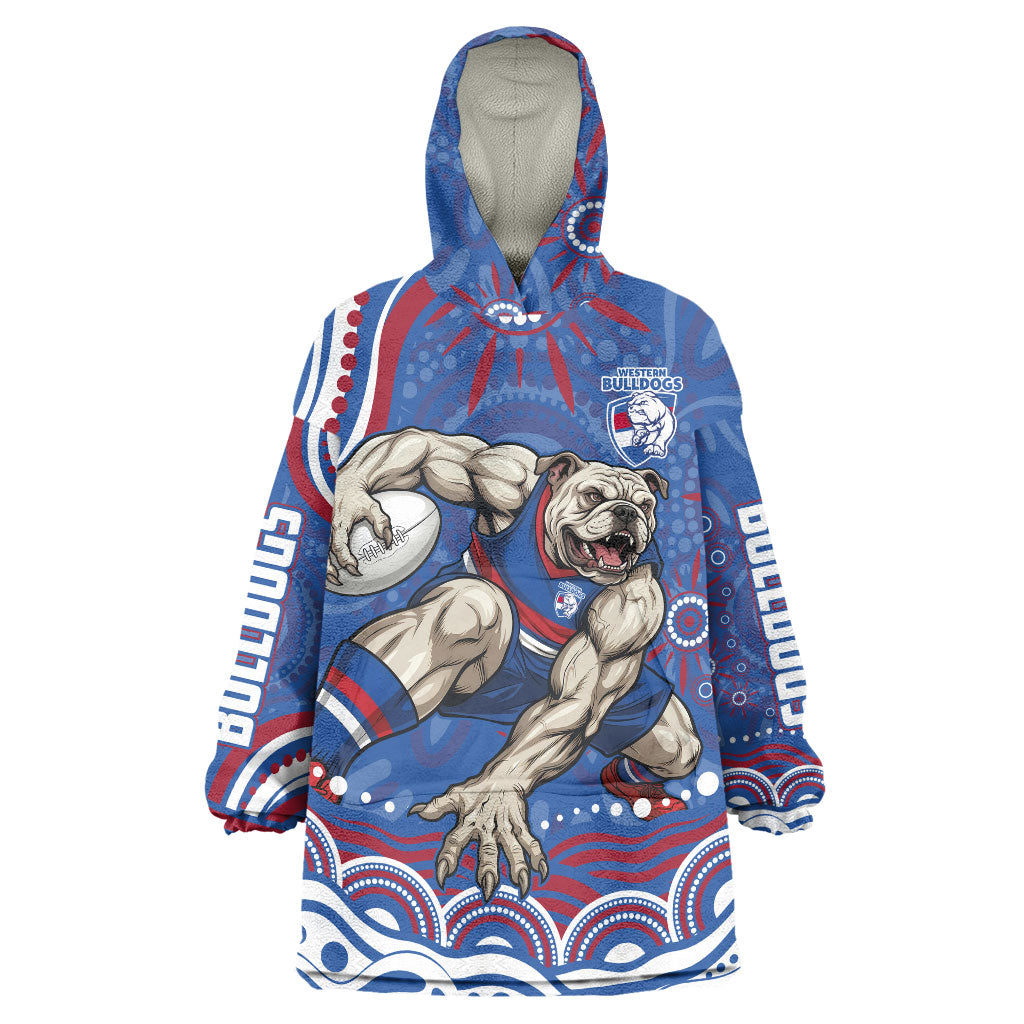 Personalized Western Bulldogs Football Mascot Wearable Blanket Hoodie Aboriginal Dot Art - Dreamtime Football Mascot