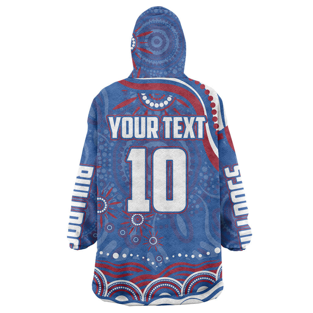 Personalized Western Bulldogs Football Mascot Wearable Blanket Hoodie Aboriginal Dot Art - Dreamtime Football Mascot