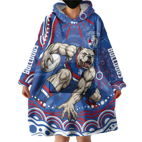 Personalized Western Bulldogs Football Mascot Wearable Blanket Hoodie Aboriginal Dot Art - Dreamtime Football Mascot