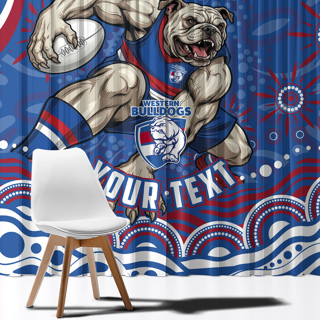 Personalized Western Bulldogs Football Mascot Window Curtain Aboriginal Dot Art - Dreamtime Football Mascot